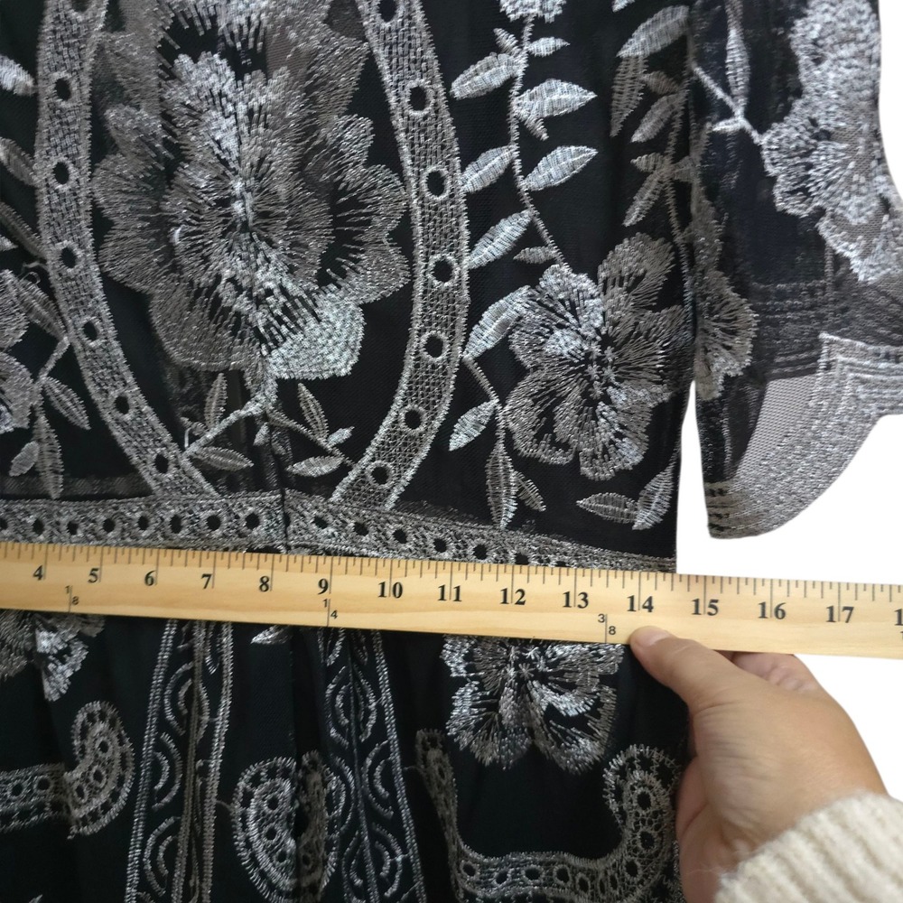 Honey Punch by List Plunge Black Silver Lace Romper M Whimsygoth Vampire Fairy - Picture 11 of 15